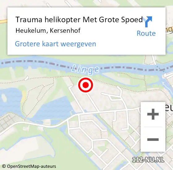 Locatie op kaart van de 112 melding: Trauma helikopter Met Grote Spoed Naar Heukelum, Kersenhof op 7 februari 2022 19:02