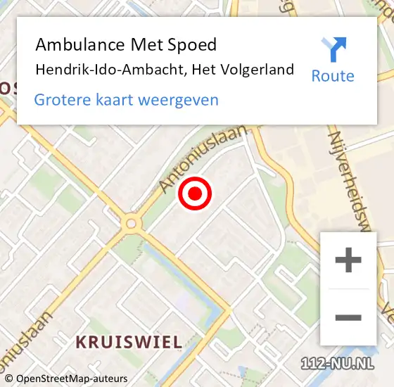 Locatie op kaart van de 112 melding: Ambulance Met Spoed Naar Hendrik-Ido-Ambacht, Het Volgerland op 7 februari 2022 19:17