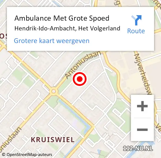 Locatie op kaart van de 112 melding: Ambulance Met Grote Spoed Naar Hendrik-Ido-Ambacht, Het Volgerland op 7 februari 2022 19:19