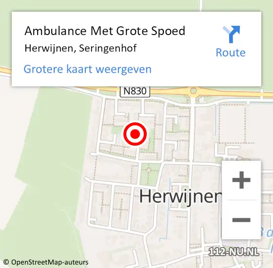 Locatie op kaart van de 112 melding: Ambulance Met Grote Spoed Naar Herwijnen, Seringenhof op 7 februari 2022 19:20