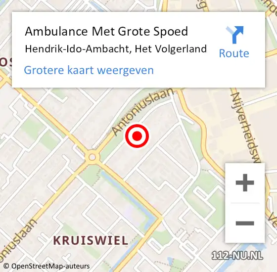 Locatie op kaart van de 112 melding: Ambulance Met Grote Spoed Naar Hendrik-Ido-Ambacht, Het Volgerland op 7 februari 2022 19:20