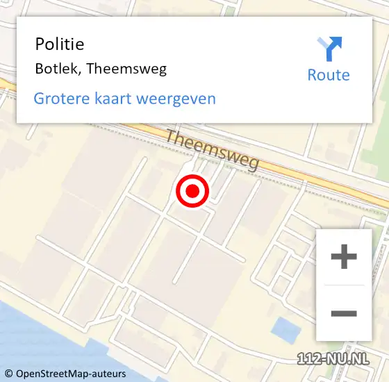 Locatie op kaart van de 112 melding: Politie Botlek, Theemsweg op 7 februari 2022 19:27