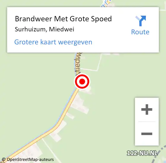 Locatie op kaart van de 112 melding: Brandweer Met Grote Spoed Naar Surhuizum, Miedwei op 7 februari 2022 19:44