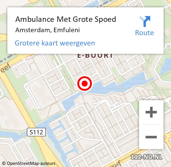 Locatie op kaart van de 112 melding: Ambulance Met Grote Spoed Naar Amsterdam-Zuidoost, Emfuleni op 7 februari 2022 19:47