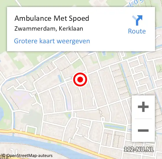 Locatie op kaart van de 112 melding: Ambulance Met Spoed Naar Zwammerdam, Kerklaan op 7 februari 2022 20:04