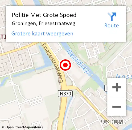 Locatie op kaart van de 112 melding: Politie Met Grote Spoed Naar Groningen, Friesestraatweg op 7 februari 2022 20:24