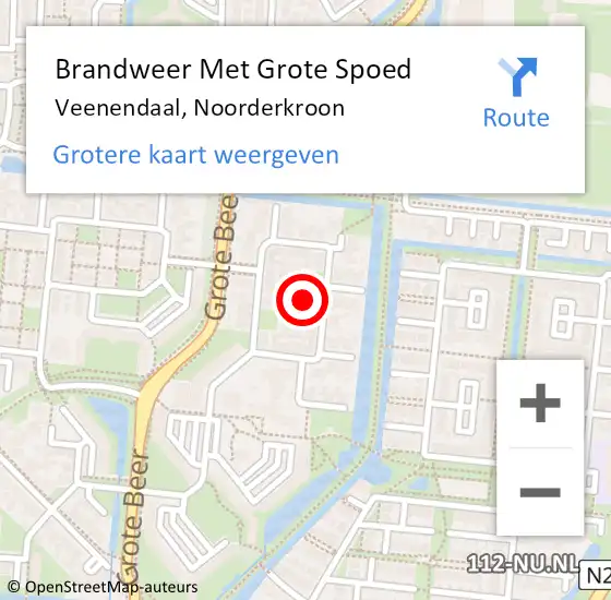 Locatie op kaart van de 112 melding: Brandweer Met Grote Spoed Naar Veenendaal, Noorderkroon op 7 februari 2022 20:43