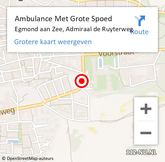 Locatie op kaart van de 112 melding: Ambulance Met Grote Spoed Naar Egmond aan Zee, Admiraal de Ruyterweg op 7 juli 2014 16:44