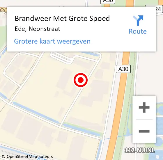 Locatie op kaart van de 112 melding: Brandweer Met Grote Spoed Naar Ede, Neonstraat op 7 februari 2022 21:16