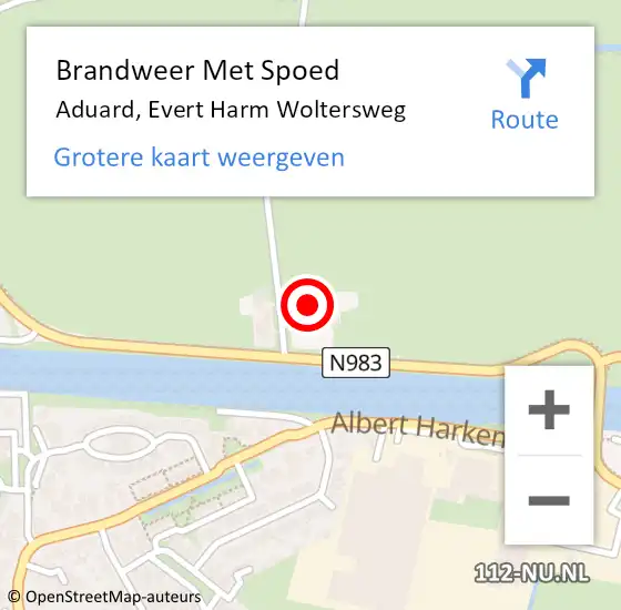 Locatie op kaart van de 112 melding: Brandweer Met Spoed Naar Aduard, Evert Harm Woltersweg op 7 februari 2022 21:28