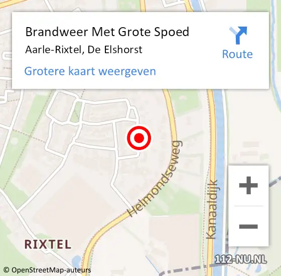 Locatie op kaart van de 112 melding: Brandweer Met Grote Spoed Naar Aarle-Rixtel, De Elshorst op 7 februari 2022 21:37