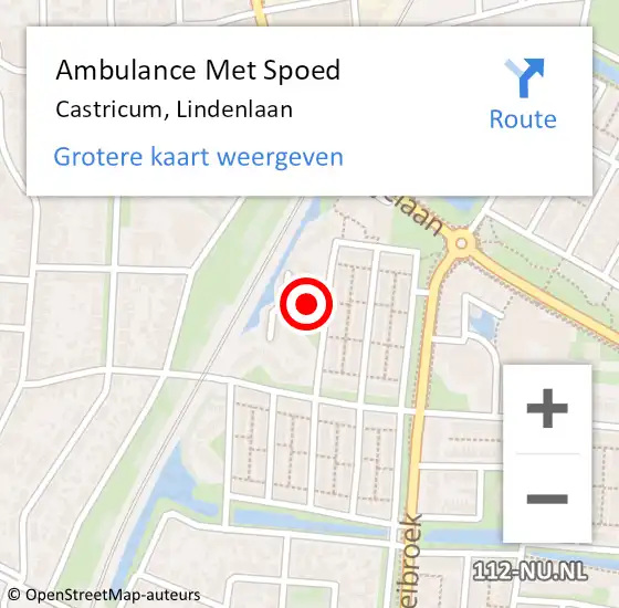 Locatie op kaart van de 112 melding: Ambulance Met Spoed Naar Castricum, Lindenlaan op 7 februari 2022 22:00