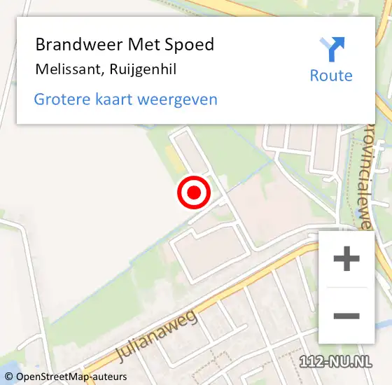 Locatie op kaart van de 112 melding: Brandweer Met Spoed Naar Melissant, Ruijgenhil op 7 februari 2022 22:02