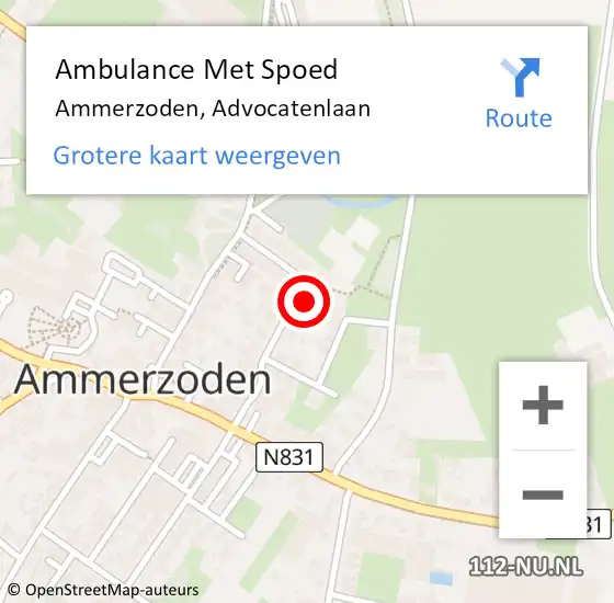 Locatie op kaart van de 112 melding: Ambulance Met Spoed Naar Ammerzoden, Advocatenlaan op 7 februari 2022 22:10