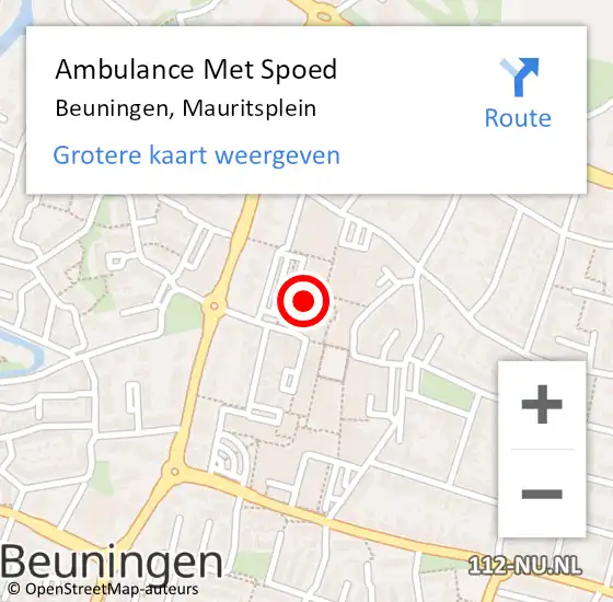 Locatie op kaart van de 112 melding: Ambulance Met Spoed Naar Beuningen, Mauritsplein op 7 februari 2022 22:18