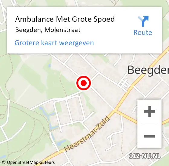 Locatie op kaart van de 112 melding: Ambulance Met Grote Spoed Naar Beegden, Molenstraat op 7 februari 2022 22:29