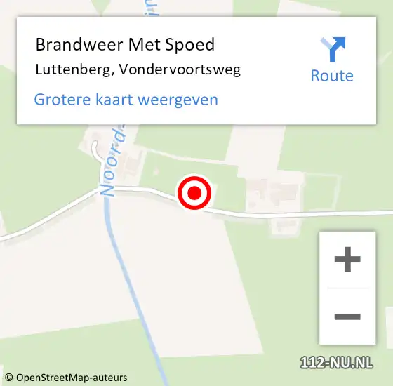 Locatie op kaart van de 112 melding: Brandweer Met Spoed Naar Luttenberg, Vondervoortsweg op 7 februari 2022 22:46