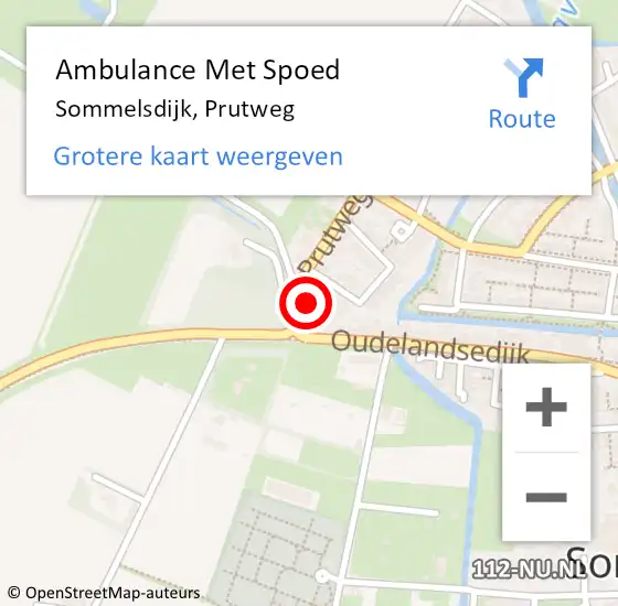 Locatie op kaart van de 112 melding: Ambulance Met Spoed Naar Sommelsdijk, Prutweg op 7 februari 2022 22:51