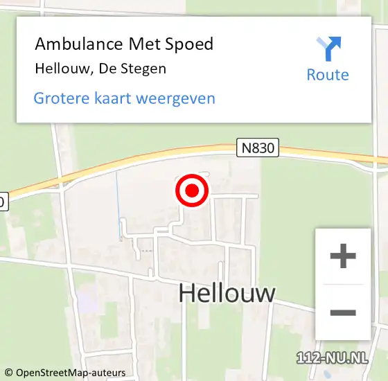 Locatie op kaart van de 112 melding: Ambulance Met Spoed Naar Hellouw, De Stegen op 7 februari 2022 23:34