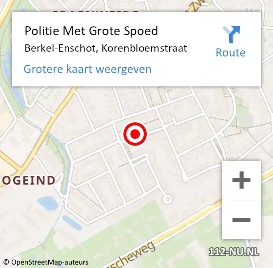 Locatie op kaart van de 112 melding: Politie Met Grote Spoed Naar Berkel-Enschot, Korenbloemstraat op 7 februari 2022 23:35