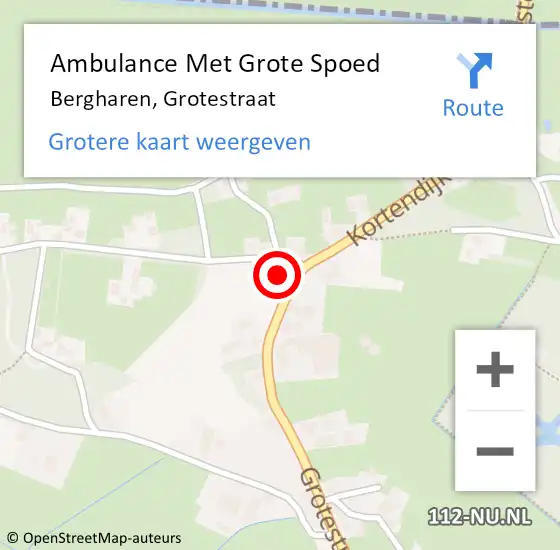 Locatie op kaart van de 112 melding: Ambulance Met Grote Spoed Naar Bergharen, Grotestraat op 8 februari 2022 01:17