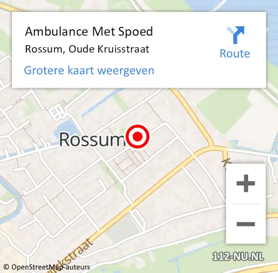 Locatie op kaart van de 112 melding: Ambulance Met Spoed Naar Rossum, Oude Kruisstraat op 8 februari 2022 01:39