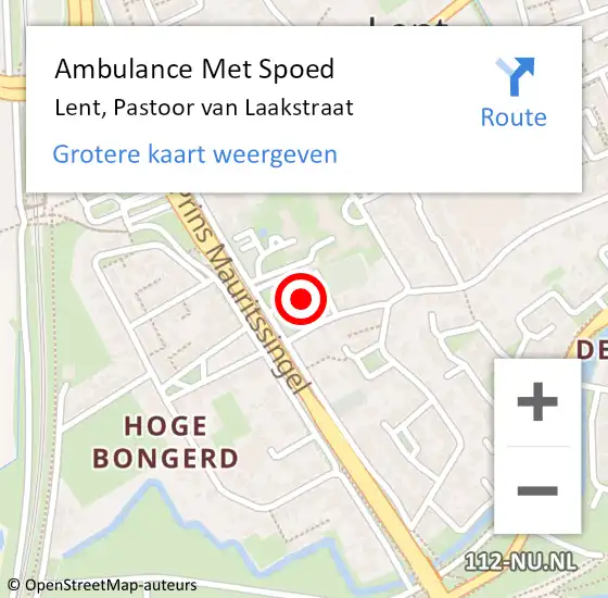 Locatie op kaart van de 112 melding: Ambulance Met Spoed Naar Lent, Pastoor van Laakstraat op 8 februari 2022 01:53