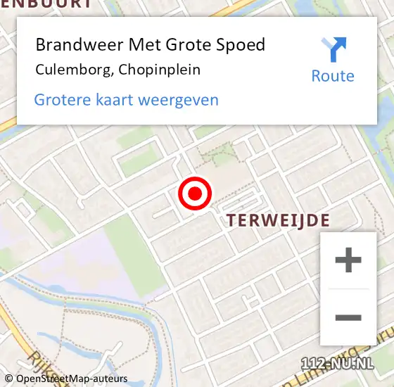 Locatie op kaart van de 112 melding: Brandweer Met Grote Spoed Naar Culemborg, Chopinplein op 8 februari 2022 03:18