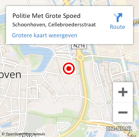 Locatie op kaart van de 112 melding: Politie Met Grote Spoed Naar Schoonhoven, Cellebroedersstraat op 8 februari 2022 04:49
