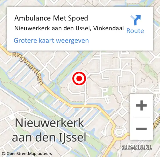 Locatie op kaart van de 112 melding: Ambulance Met Spoed Naar Nieuwerkerk aan den IJssel, Vinkendaal op 8 februari 2022 05:09