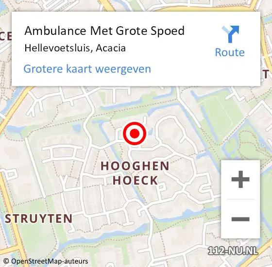 Locatie op kaart van de 112 melding: Ambulance Met Grote Spoed Naar Hellevoetsluis, Acacia op 8 februari 2022 05:26