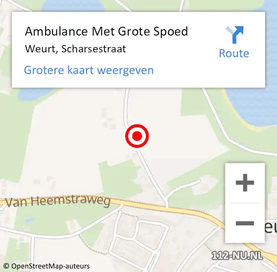 Locatie op kaart van de 112 melding: Ambulance Met Grote Spoed Naar Weurt, Scharsestraat op 8 februari 2022 05:32