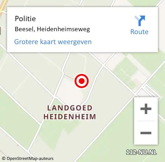 Locatie op kaart van de 112 melding: Politie Beesel, Heidenheimseweg op 8 februari 2022 06:07