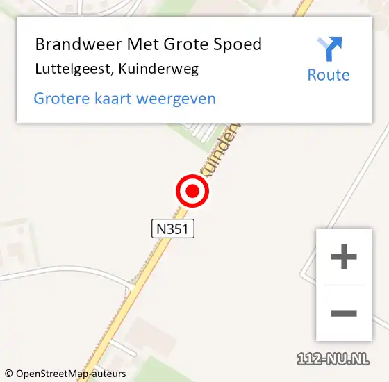 Locatie op kaart van de 112 melding: Brandweer Met Grote Spoed Naar Luttelgeest, Kuinderweg op 8 februari 2022 06:23