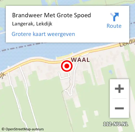 Locatie op kaart van de 112 melding: Brandweer Met Grote Spoed Naar Langerak, Lekdijk op 8 februari 2022 06:31