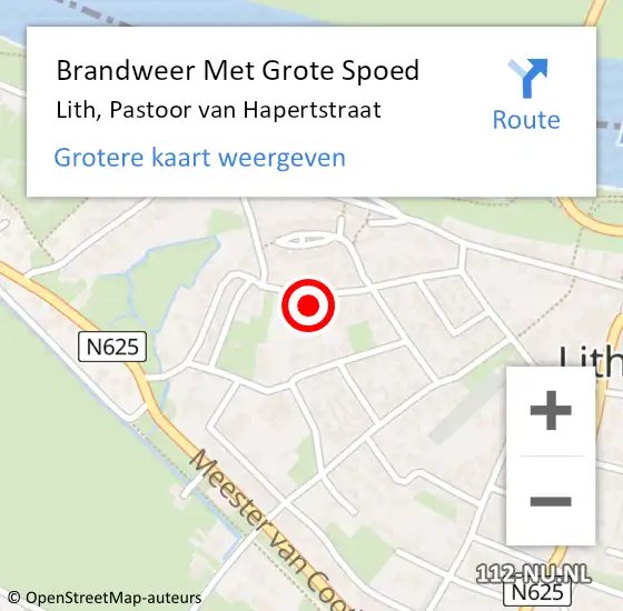 Locatie op kaart van de 112 melding: Brandweer Met Grote Spoed Naar Lith, Pastoor van Hapertstraat op 8 februari 2022 06:52