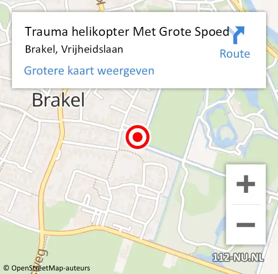 Locatie op kaart van de 112 melding: Trauma helikopter Met Grote Spoed Naar Brakel, Vrijheidslaan op 8 februari 2022 07:38