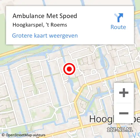 Locatie op kaart van de 112 melding: Ambulance Met Spoed Naar Hoogkarspel, 't Roems op 8 februari 2022 07:40