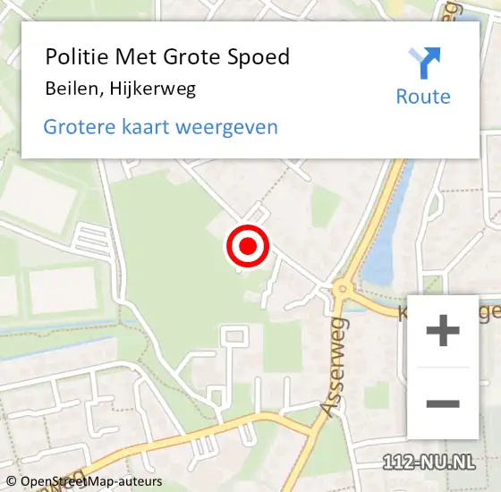 Locatie op kaart van de 112 melding: Politie Met Grote Spoed Naar Beilen, Hijkerweg op 8 februari 2022 07:41