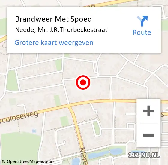 Locatie op kaart van de 112 melding: Brandweer Met Spoed Naar Neede, Mr. J.R.Thorbeckestraat op 8 februari 2022 08:04