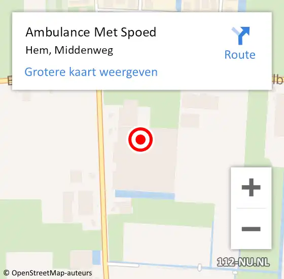 Locatie op kaart van de 112 melding: Ambulance Met Spoed Naar Hem, Middenweg op 8 februari 2022 08:10