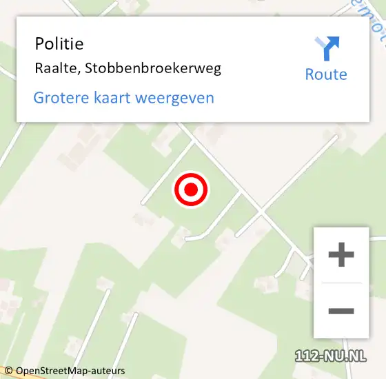 Locatie op kaart van de 112 melding: Politie Raalte, Stobbenbroekerweg op 8 februari 2022 08:20