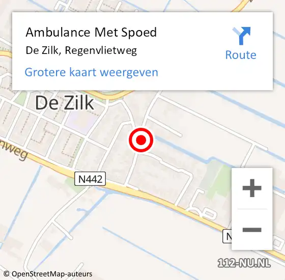 Locatie op kaart van de 112 melding: Ambulance Met Spoed Naar De Zilk, Regenvlietweg op 8 februari 2022 08:41