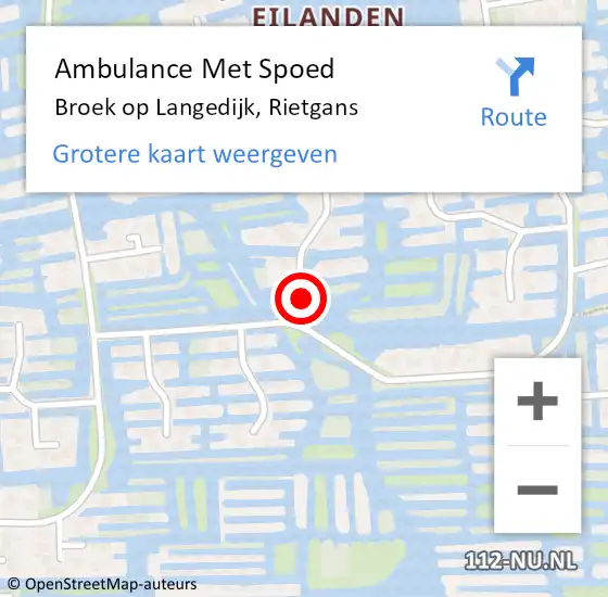 Locatie op kaart van de 112 melding: Ambulance Met Spoed Naar Broek op Langedijk, Rietgans op 8 februari 2022 08:56