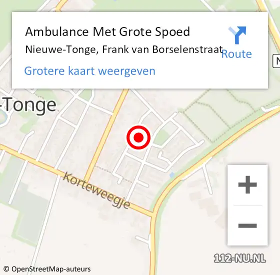 Locatie op kaart van de 112 melding: Ambulance Met Grote Spoed Naar Nieuwe-Tonge, Frank van Borselenstraat op 8 februari 2022 08:58