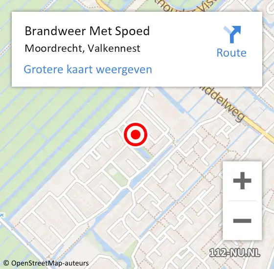 Locatie op kaart van de 112 melding: Brandweer Met Spoed Naar Moordrecht, Valkennest op 8 februari 2022 09:25