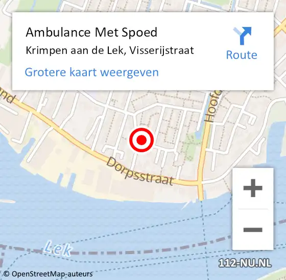 Locatie op kaart van de 112 melding: Ambulance Met Spoed Naar Krimpen aan de Lek, Visserijstraat op 8 februari 2022 09:44