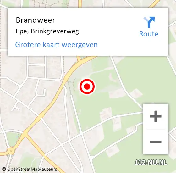 Locatie op kaart van de 112 melding: Brandweer Epe, Brinkgreverweg op 8 februari 2022 09:55