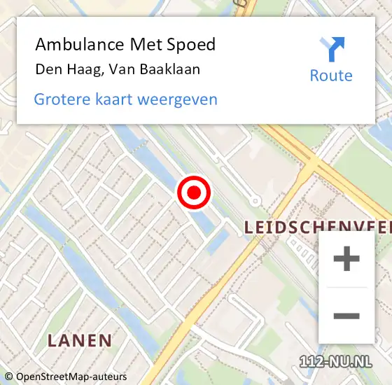 Locatie op kaart van de 112 melding: Ambulance Met Spoed Naar Den Haag, Van Baaklaan op 8 februari 2022 10:00