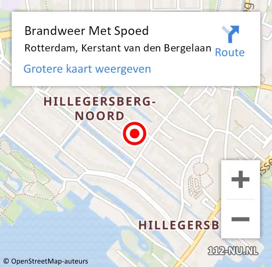 Locatie op kaart van de 112 melding: Brandweer Met Spoed Naar Rotterdam, Kerstant van den Bergelaan op 8 februari 2022 10:07